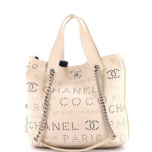Chanel Medium Logo Eyelets Shopping Tote Perforated Calfskin